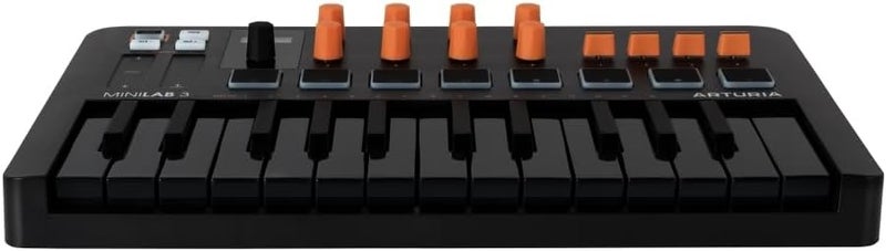 Arturia MiniLab 3 Compact MIDI Keyboard and Pad Controller | Orange Bundle with 6ft MIDI Cable + Microfiber Cleaning Cloth (3 Item) - Image 4